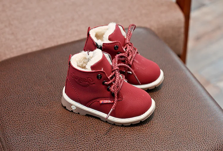 Children Casual Shoes Autumn Winter Boots Boys Shoes Fashion Leather Soft Antislip Girls Boots 21-30 Sport Running Shoes