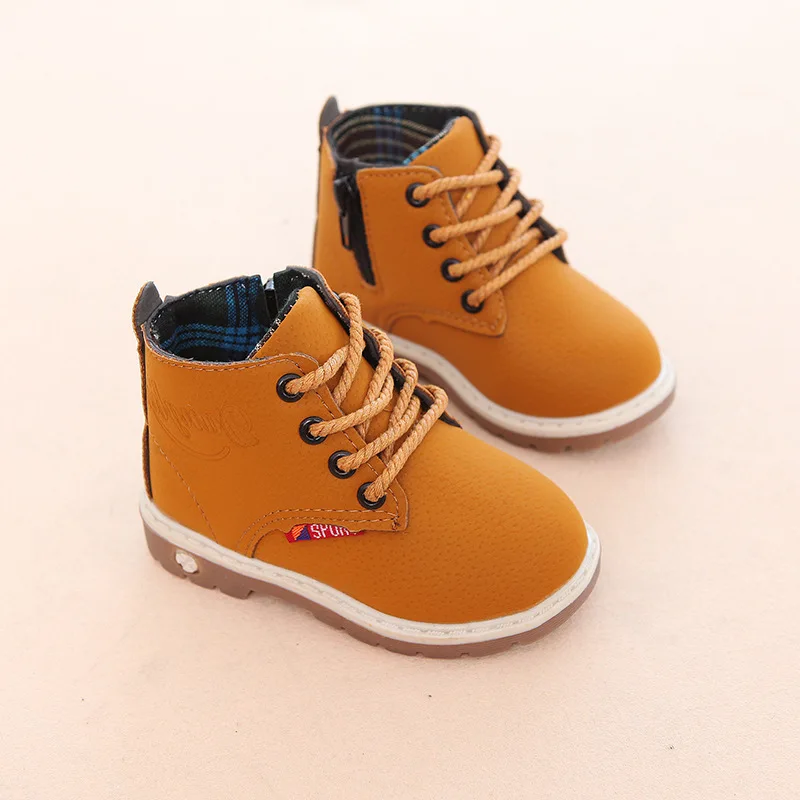 Children Casual Shoes Autumn Winter Boots Boys Shoes Fashion Leather Soft Antislip Girls Boots 21-30 Sport Running Shoes