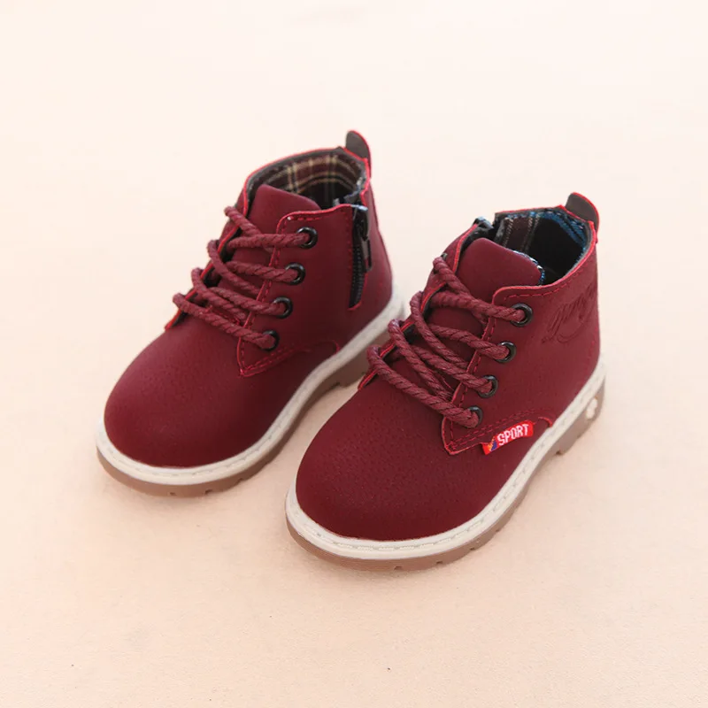 Children Casual Shoes Autumn Winter Boots Boys Shoes Fashion Leather Soft Antislip Girls Boots 21-30 Sport Running Shoes