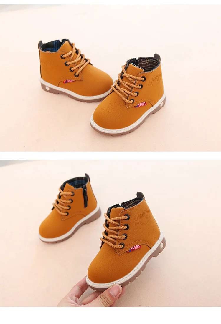Children Casual Shoes Autumn Winter Boots Boys Shoes Fashion Leather Soft Antislip Girls Boots 21-30 Sport Running Shoes
