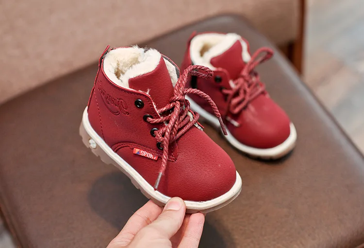 Children Casual Shoes Autumn Winter Boots Boys Shoes Fashion Leather Soft Antislip Girls Boots 21-30 Sport Running Shoes