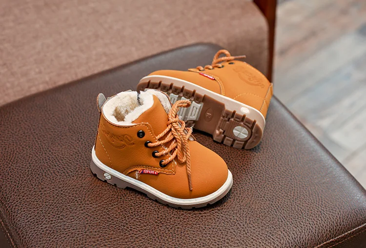 Children Casual Shoes Autumn Winter Boots Boys Shoes Fashion Leather Soft Antislip Girls Boots 21-30 Sport Running Shoes