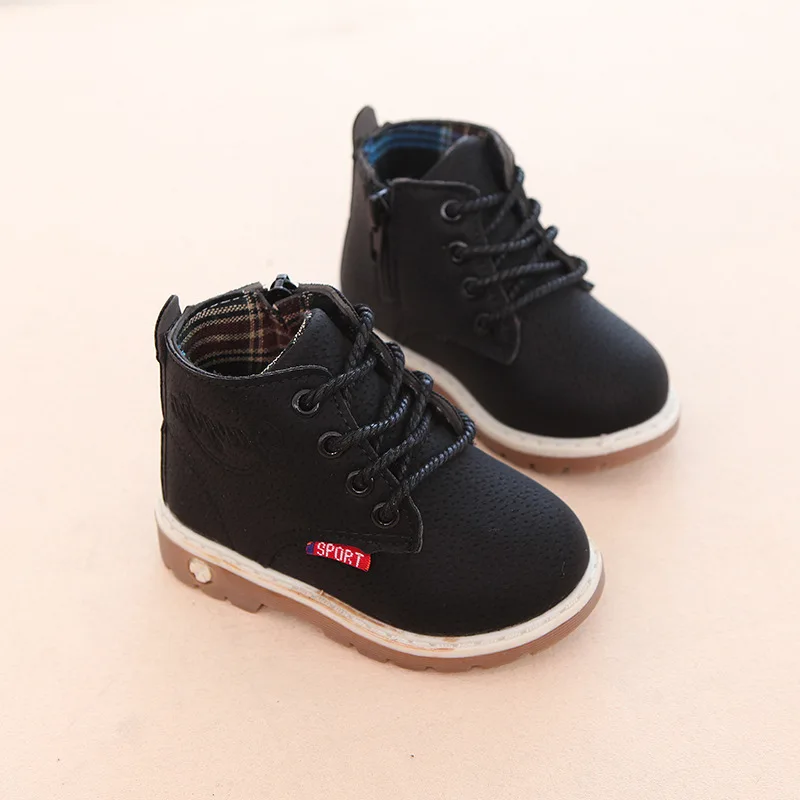 Children Casual Shoes Autumn Winter Boots Boys Shoes Fashion Leather Soft Antislip Girls Boots 21-30 Sport Running Shoes