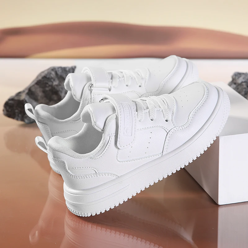 Children Sneaker Boys Shoes Leather Flat Kids Black White Shoes for Girl Lightweight Sports Tennis Boy Sneaker Free Shipping