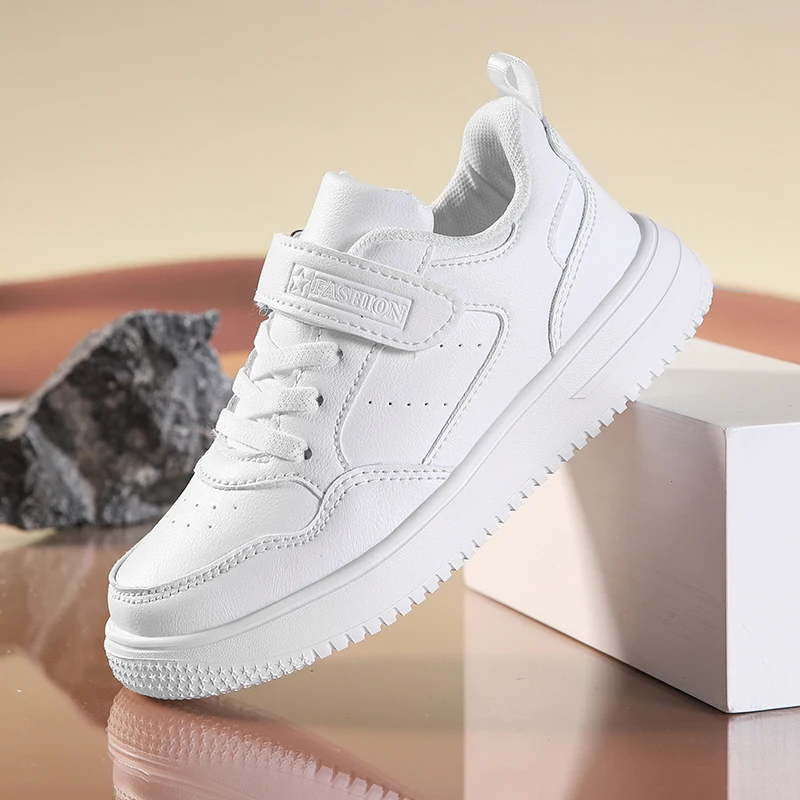 Children Sneaker Boys Shoes Leather Flat Kids Black White Shoes for Girl Lightweight Sports Tennis Boy Sneaker Free Shipping