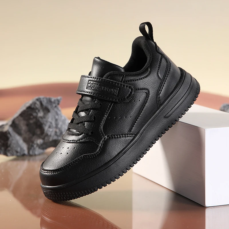 Children Sneaker Boys Shoes Leather Flat Kids Black White Shoes for Girl Lightweight Sports Tennis Boy Sneaker Free Shipping