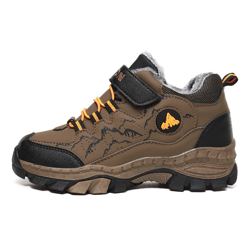 Winter Hiking Shoes Boy Kids Snow Boots Teenagers Children Shoe Walking Climbing Sneakers Leather Waterproof Non-slip Sport Warm