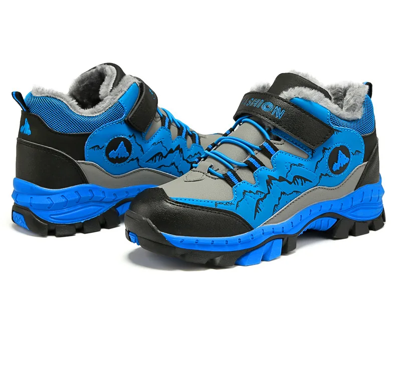 Winter Hiking Shoes Boy Kids Snow Boots Teenagers Children Shoe Walking Climbing Sneakers Leather Waterproof Non-slip Sport Warm