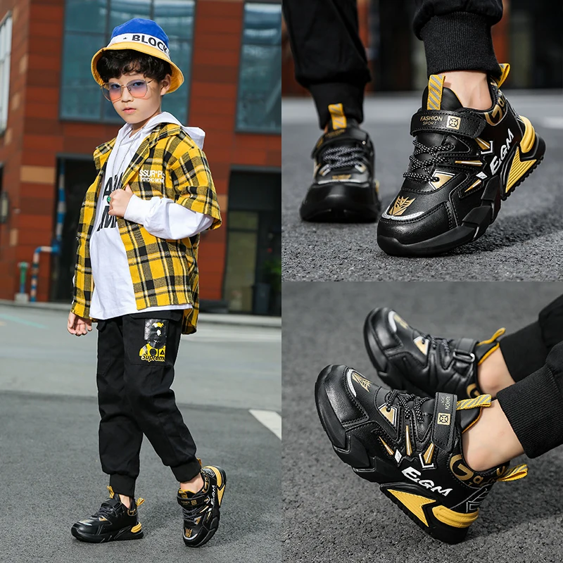 Four Seasons Sport Kids Sneakers Boys Outdoor Casual Shoes for Children Leather Non Slip Fashion Tenis Running