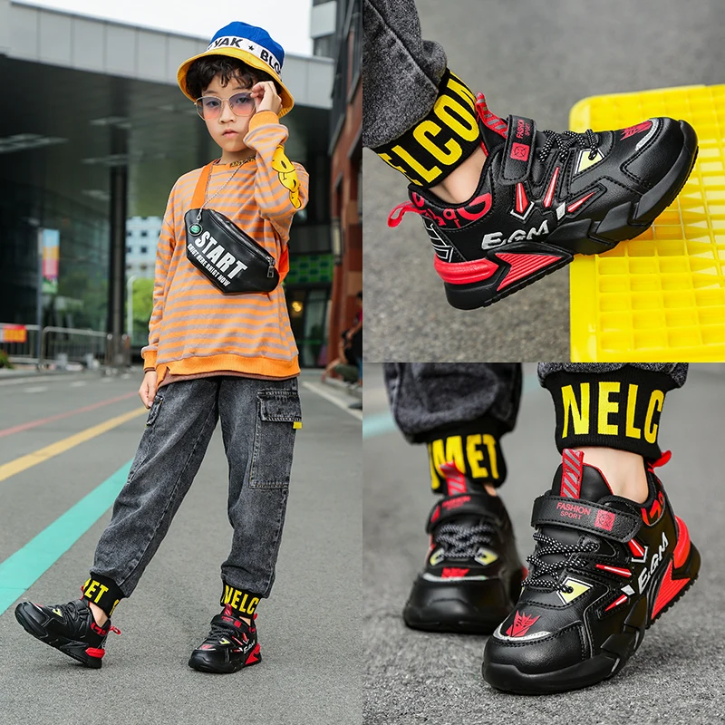 Four Seasons Sport Kids Sneakers Boys Outdoor Casual Shoes for Children Leather Non Slip Fashion Tenis Running