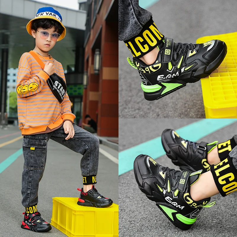 Four Seasons Sport Kids Sneakers Boys Outdoor Casual Shoes for Children Leather Non Slip Fashion Tenis Running