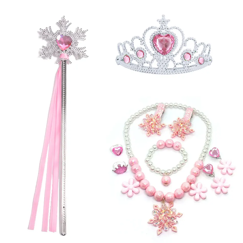 Kids Princess Cosplay Costume Plastic Crystal Tiara Snowflake Jewelry Necklace Earrings Kit Girl Elsa Anna Party Dress Accessory Kids Princess Cosplay Costume Plastic Crystal Tiara Snowflake Jewelry Necklace Earrings Kit Girl Elsa Anna Party Dress Accessory