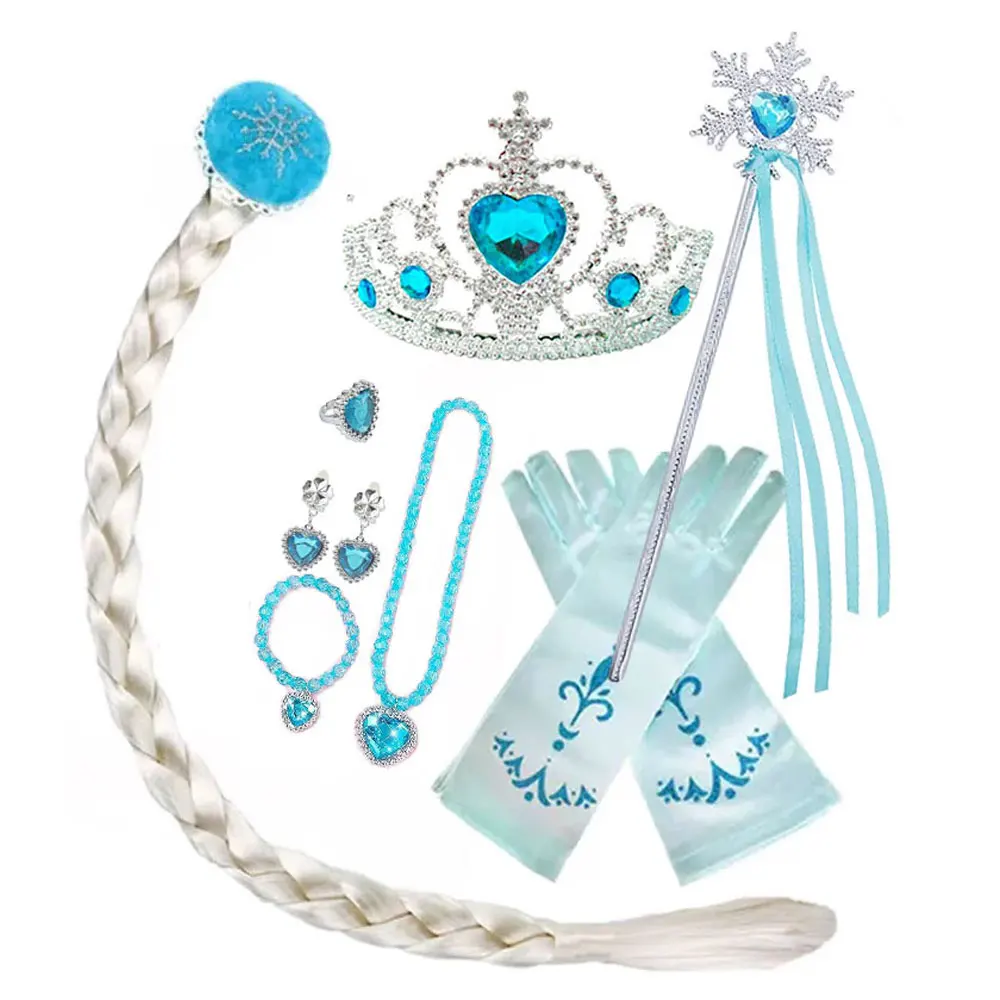 Kids Princess Cosplay Costume Plastic Crystal Tiara Snowflake Jewelry Necklace Earrings Kit Girl Elsa Anna Party Dress Accessory Kids Princess Cosplay Costume Plastic Crystal Tiara Snowflake Jewelry Necklace Earrings Kit Girl Elsa Anna Party Dress Accessory