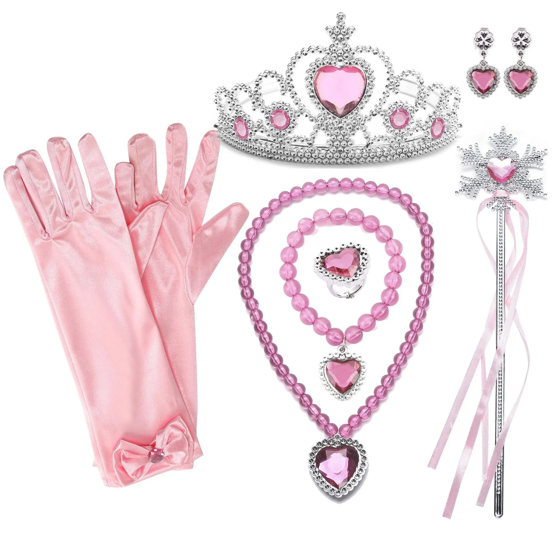 Kids Princess Cosplay Costume Plastic Crystal Tiara Snowflake Jewelry Necklace Earrings Kit Girl Elsa Anna Party Dress Accessory Kids Princess Cosplay Costume Plastic Crystal Tiara Snowflake Jewelry Necklace Earrings Kit Girl Elsa Anna Party Dress Accessory