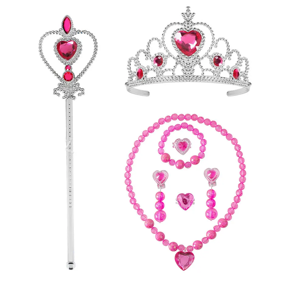 Kids Princess Cosplay Costume Plastic Crystal Tiara Snowflake Jewelry Necklace Earrings Kit Girl Elsa Anna Party Dress Accessory Kids Princess Cosplay Costume Plastic Crystal Tiara Snowflake Jewelry Necklace Earrings Kit Girl Elsa Anna Party Dress Accessory