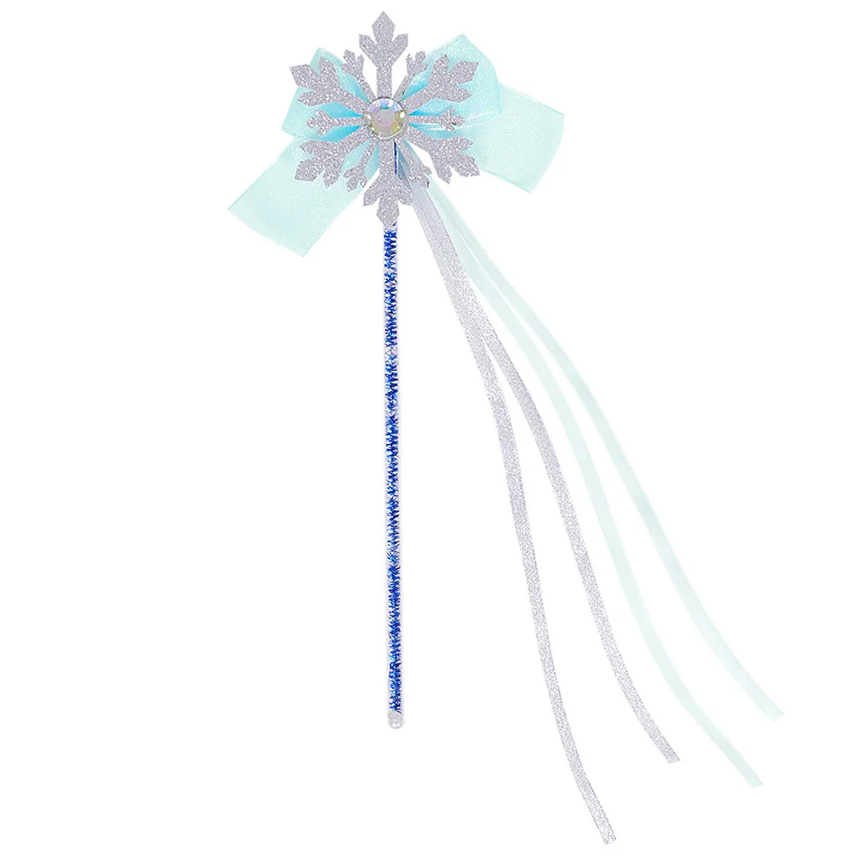 Kids Princess Cosplay Costume Plastic Crystal Tiara Snowflake Jewelry Necklace Earrings Kit Girl Elsa Anna Party Dress Accessory - Image 3