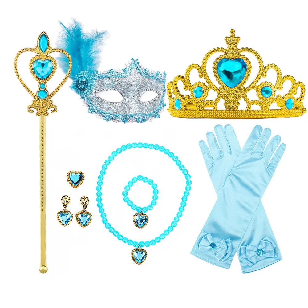 Kids Princess Cosplay Costume Plastic Crystal Tiara Snowflake Jewelry Necklace Earrings Kit Girl Elsa Anna Party Dress Accessory Kids Princess Cosplay Costume Plastic Crystal Tiara Snowflake Jewelry Necklace Earrings Kit Girl Elsa Anna Party Dress Accessory