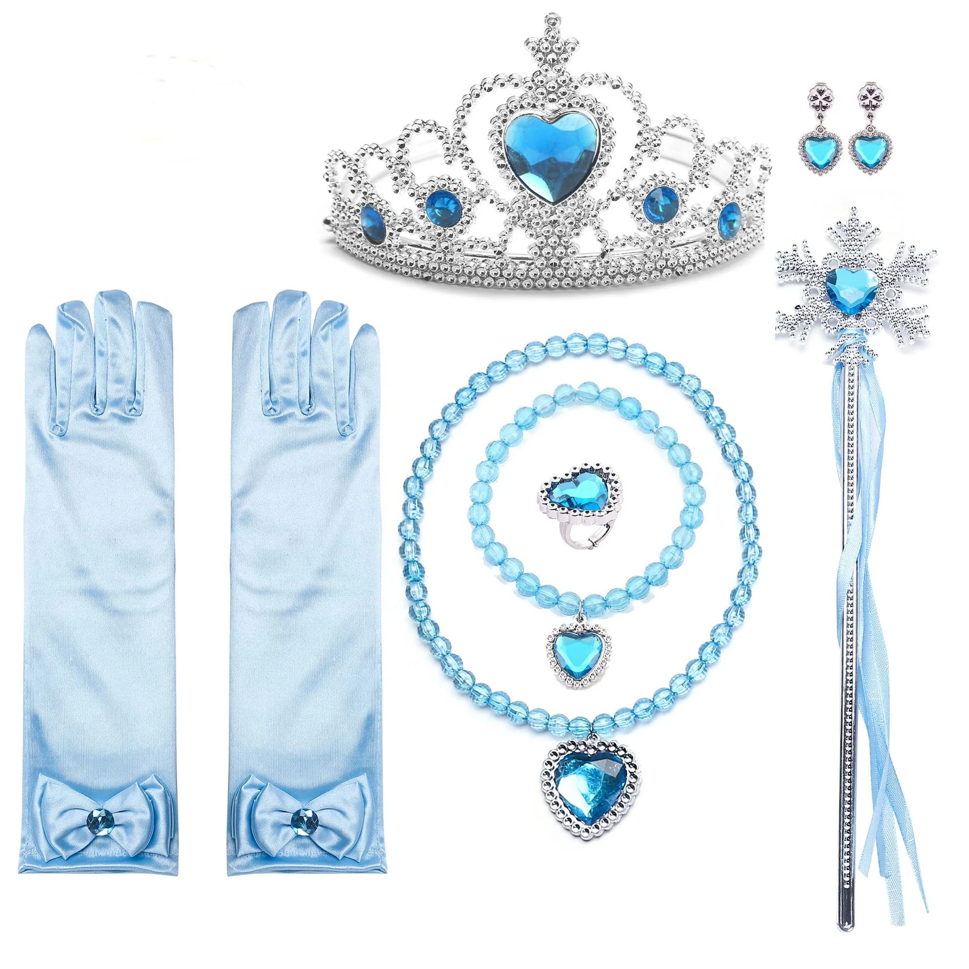 Kids Princess Cosplay Costume Plastic Crystal Tiara Snowflake Jewelry Necklace Earrings Kit Girl Elsa Anna Party Dress Accessory Kids Princess Cosplay Costume Plastic Crystal Tiara Snowflake Jewelry Necklace Earrings Kit Girl Elsa Anna Party Dress Accessory