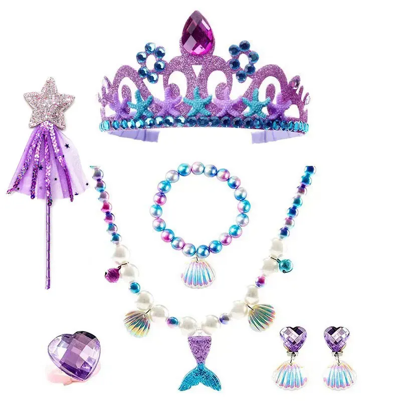 Kids Princess Cosplay Costume Plastic Crystal Tiara Snowflake Jewelry Necklace Earrings Kit Girl Elsa Anna Party Dress Accessory Kids Princess Cosplay Costume Plastic Crystal Tiara Snowflake Jewelry Necklace Earrings Kit Girl Elsa Anna Party Dress Accessory