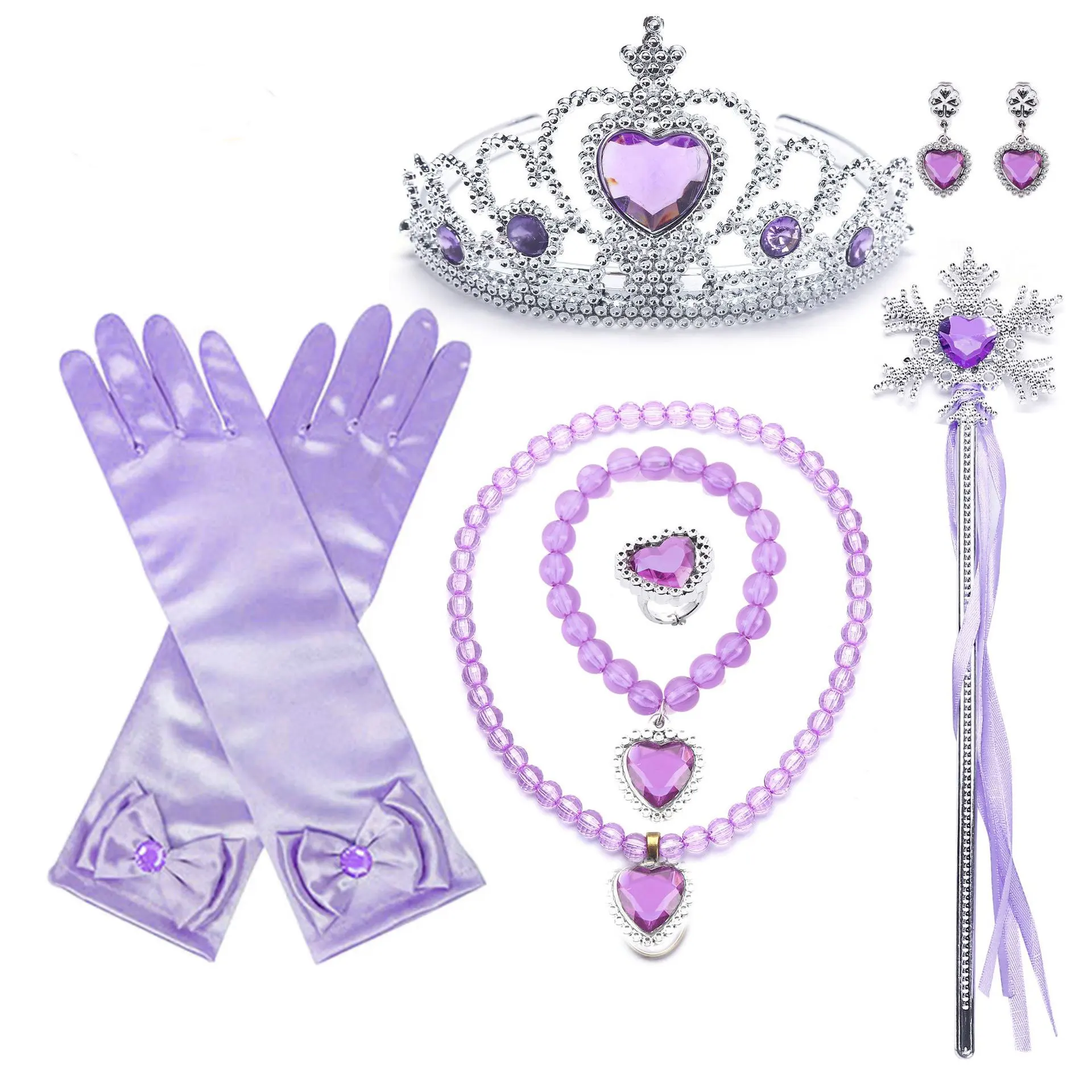 Kids Princess Cosplay Costume Plastic Crystal Tiara Snowflake Jewelry Necklace Earrings Kit Girl Elsa Anna Party Dress Accessory Kids Princess Cosplay Costume Plastic Crystal Tiara Snowflake Jewelry Necklace Earrings Kit Girl Elsa Anna Party Dress Accessory
