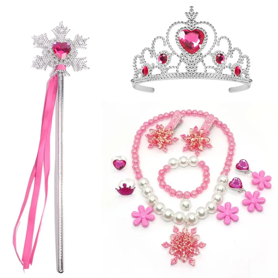 Kids Princess Cosplay Costume Plastic Crystal Tiara Snowflake Jewelry Necklace Earrings Kit Girl Elsa Anna Party Dress Accessory Kids Princess Cosplay Costume Plastic Crystal Tiara Snowflake Jewelry Necklace Earrings Kit Girl Elsa Anna Party Dress Accessory
