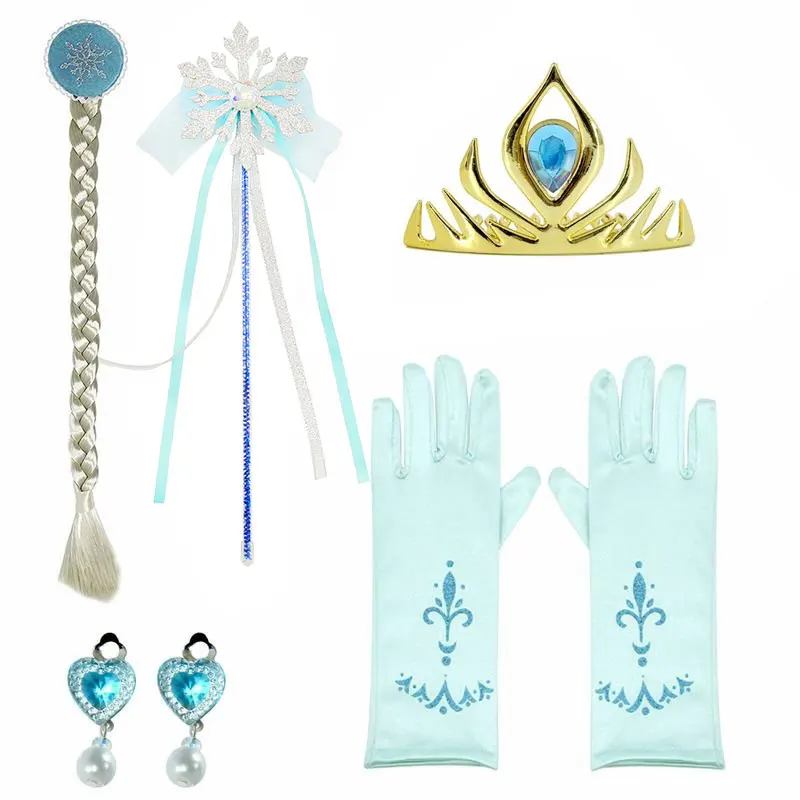 Kids Princess Cosplay Costume Plastic Crystal Tiara Snowflake Jewelry Necklace Earrings Kit Girl Elsa Anna Party Dress Accessory Kids Princess Cosplay Costume Plastic Crystal Tiara Snowflake Jewelry Necklace Earrings Kit Girl Elsa Anna Party Dress Accessory