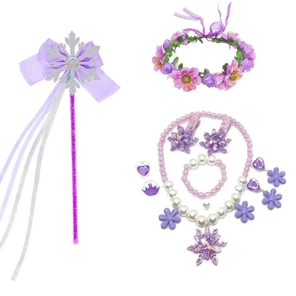 Kids Princess Cosplay Costume Plastic Crystal Tiara Snowflake Jewelry Necklace Earrings Kit Girl Elsa Anna Party Dress Accessory Kids Princess Cosplay Costume Plastic Crystal Tiara Snowflake Jewelry Necklace Earrings Kit Girl Elsa Anna Party Dress Accessory
