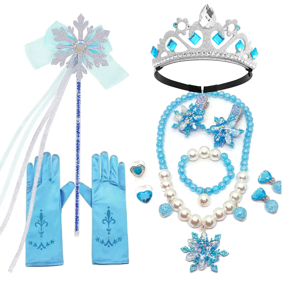 Kids Princess Cosplay Costume Plastic Crystal Tiara Snowflake Jewelry Necklace Earrings Kit Girl Elsa Anna Party Dress Accessory Kids Princess Cosplay Costume Plastic Crystal Tiara Snowflake Jewelry Necklace Earrings Kit Girl Elsa Anna Party Dress Accessory