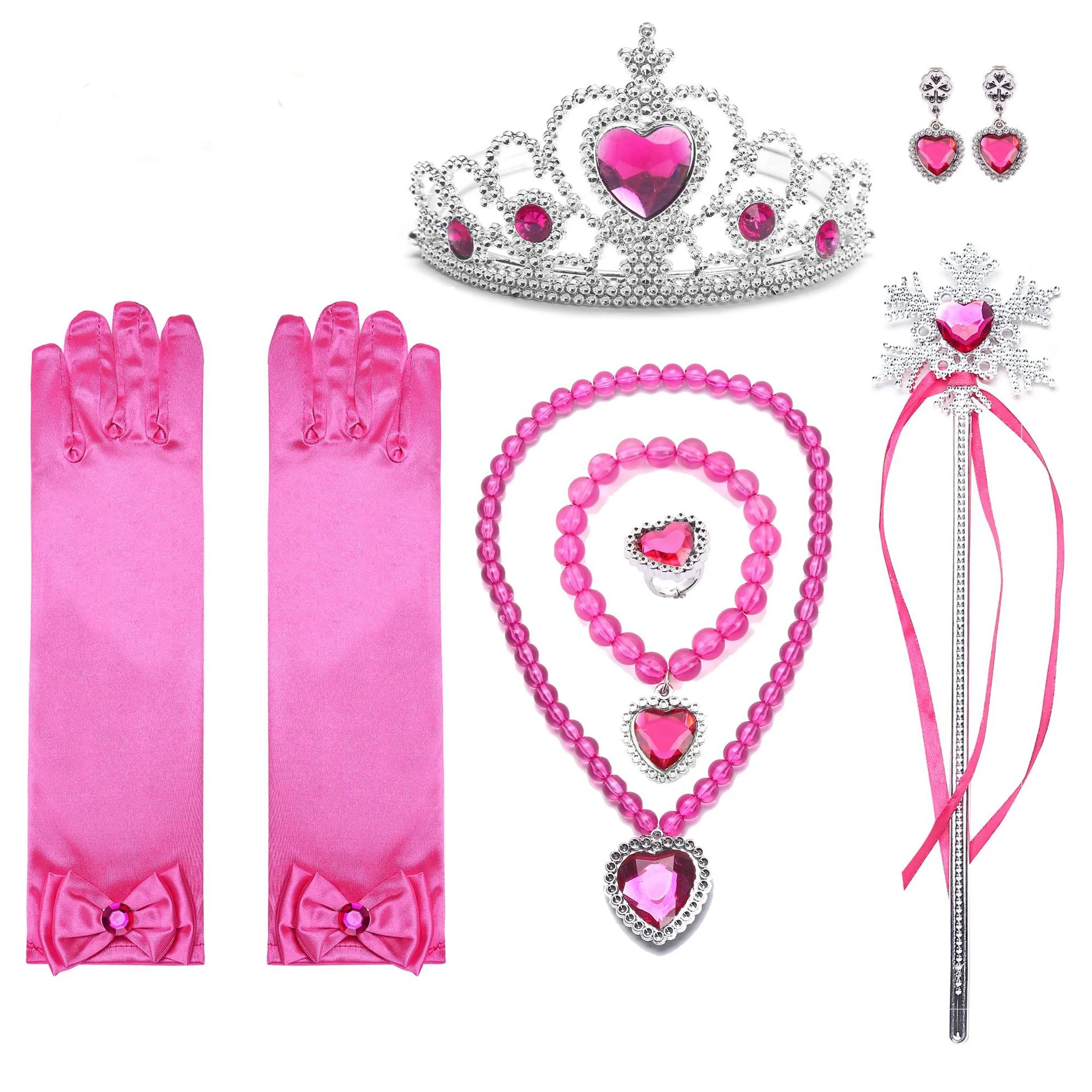 Kids Princess Cosplay Costume Plastic Crystal Tiara Snowflake Jewelry Necklace Earrings Kit Girl Elsa Anna Party Dress Accessory Kids Princess Cosplay Costume Plastic Crystal Tiara Snowflake Jewelry Necklace Earrings Kit Girl Elsa Anna Party Dress Accessory