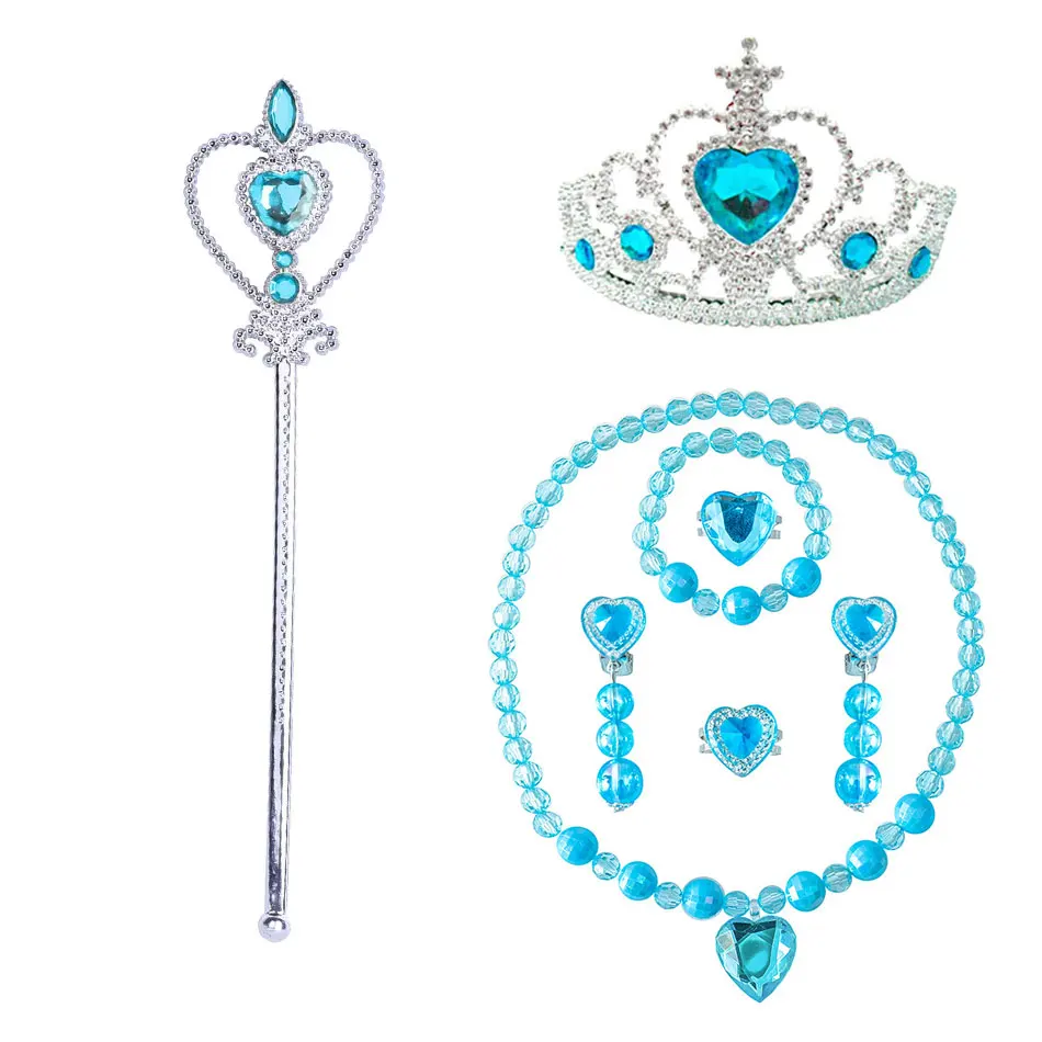 Kids Princess Cosplay Costume Plastic Crystal Tiara Snowflake Jewelry Necklace Earrings Kit Girl Elsa Anna Party Dress Accessory Kids Princess Cosplay Costume Plastic Crystal Tiara Snowflake Jewelry Necklace Earrings Kit Girl Elsa Anna Party Dress Accessory