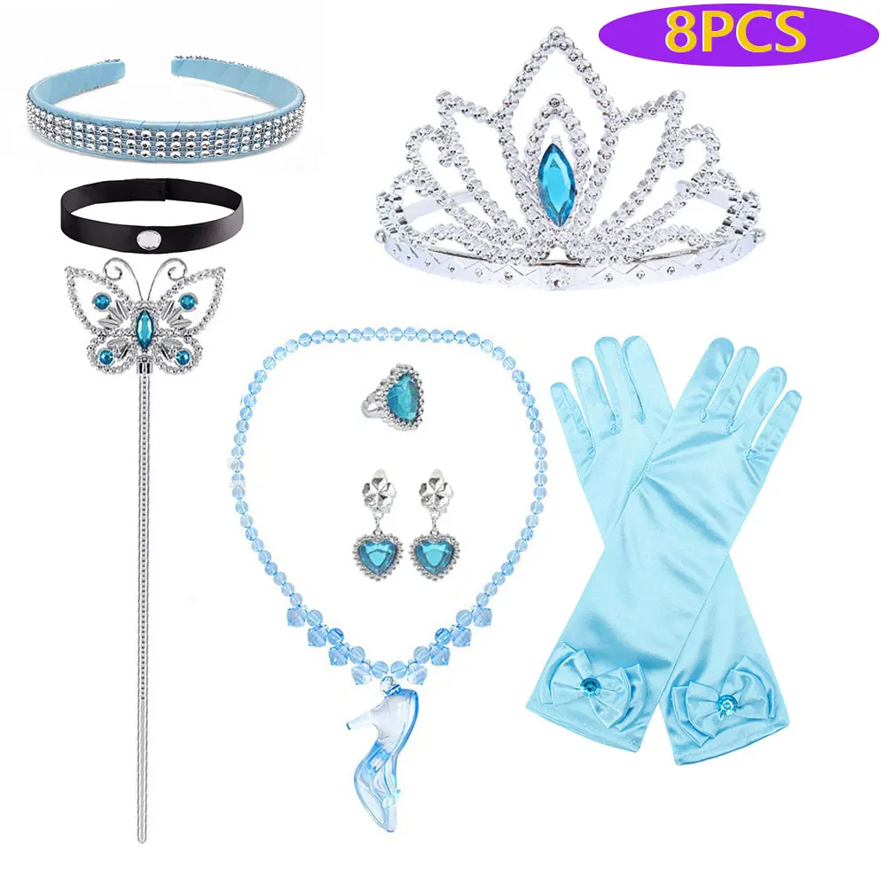Kids Princess Cosplay Costume Plastic Crystal Tiara Snowflake Jewelry Necklace Earrings Kit Girl Elsa Anna Party Dress Accessory Kids Princess Cosplay Costume Plastic Crystal Tiara Snowflake Jewelry Necklace Earrings Kit Girl Elsa Anna Party Dress Accessory