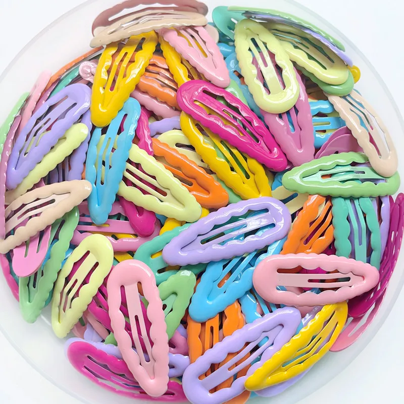KYDZSW 10pcs Women Girls Wave Hairpins 4.6cm Hair Clips Pins Hairgrip Candy Colorful Snap Waterdrop Kids Hair Accessories