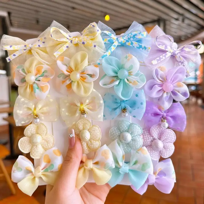Alternative view of 10Pcs/Set Cute Bows Baby Hairclips Lace Flower Children Girls Hairpins Hairdresses Baby BB Clip Gifts