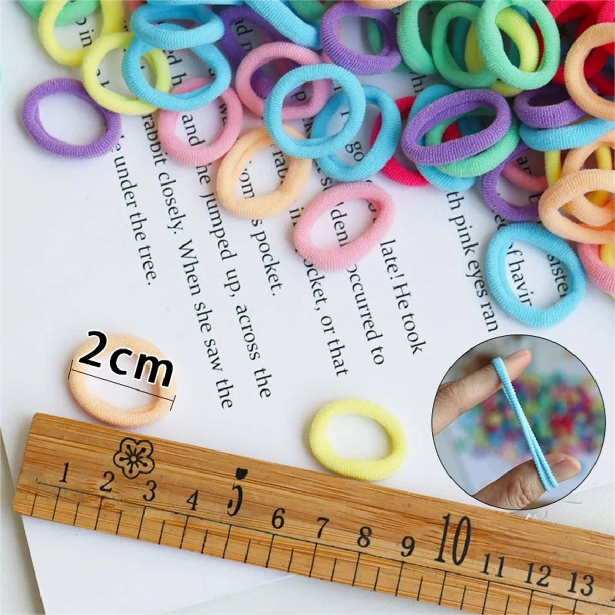 Alternative view of 500/200/100PCS Colorful Basic Nylon Ealstic Hair Ties for Girls Ponytail Hold Scrunchie Rubber Band Kid Fashion Hair Accessories