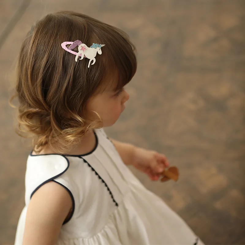 2 Pcs/lot Hair Tie Unicorn Children Newborn Kids Headwear Baby Girl Accessories Hairpin Clip Flower Bird Fox Butterfly Cute Gift
