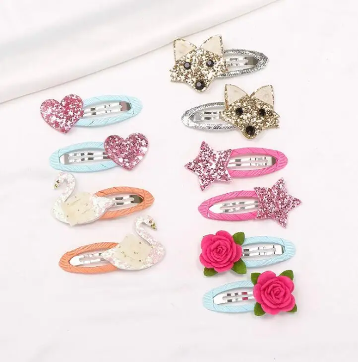 Alternative view of 2 Pcs/lot Hair Tie Unicorn Children Newborn Kids Headwear Baby Girl Accessories Hairpin Clip Flower Bird Fox Butterfly Cute Gift