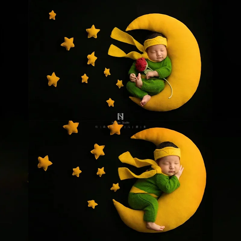 Knitted Newborn Photography Outfits Little Prince Themed Long Sleeve Costume Baby Shooting Props Pillow Star Rose Accessories Knitted Newborn Photography Outfits Little Prince Themed Long Sleeve Costume Baby Shooting Props Pillow Star Rose Accessories