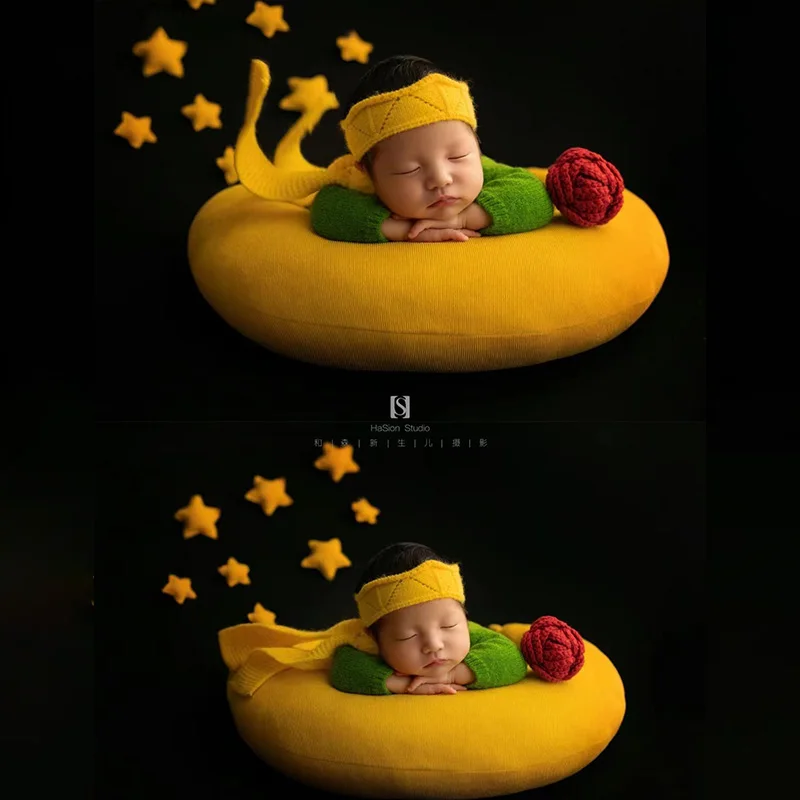 Knitted Newborn Photography Outfits Little Prince Themed Long Sleeve Costume Baby Shooting Props Pillow Star Rose Accessories Knitted Newborn Photography Outfits Little Prince Themed Long Sleeve Costume Baby Shooting Props Pillow Star Rose Accessories