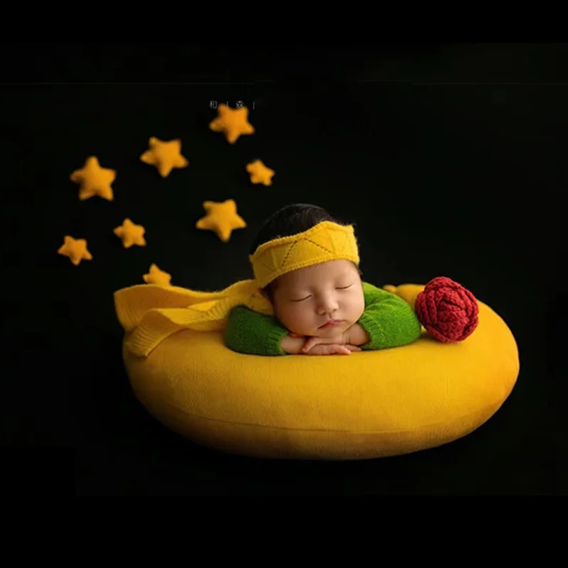 Knitted Newborn Photography Outfits Little Prince Themed Long Sleeve Costume Baby Shooting Props Pillow Star Rose Accessories Knitted Newborn Photography Outfits Little Prince Themed Long Sleeve Costume Baby Shooting Props Pillow Star Rose Accessories