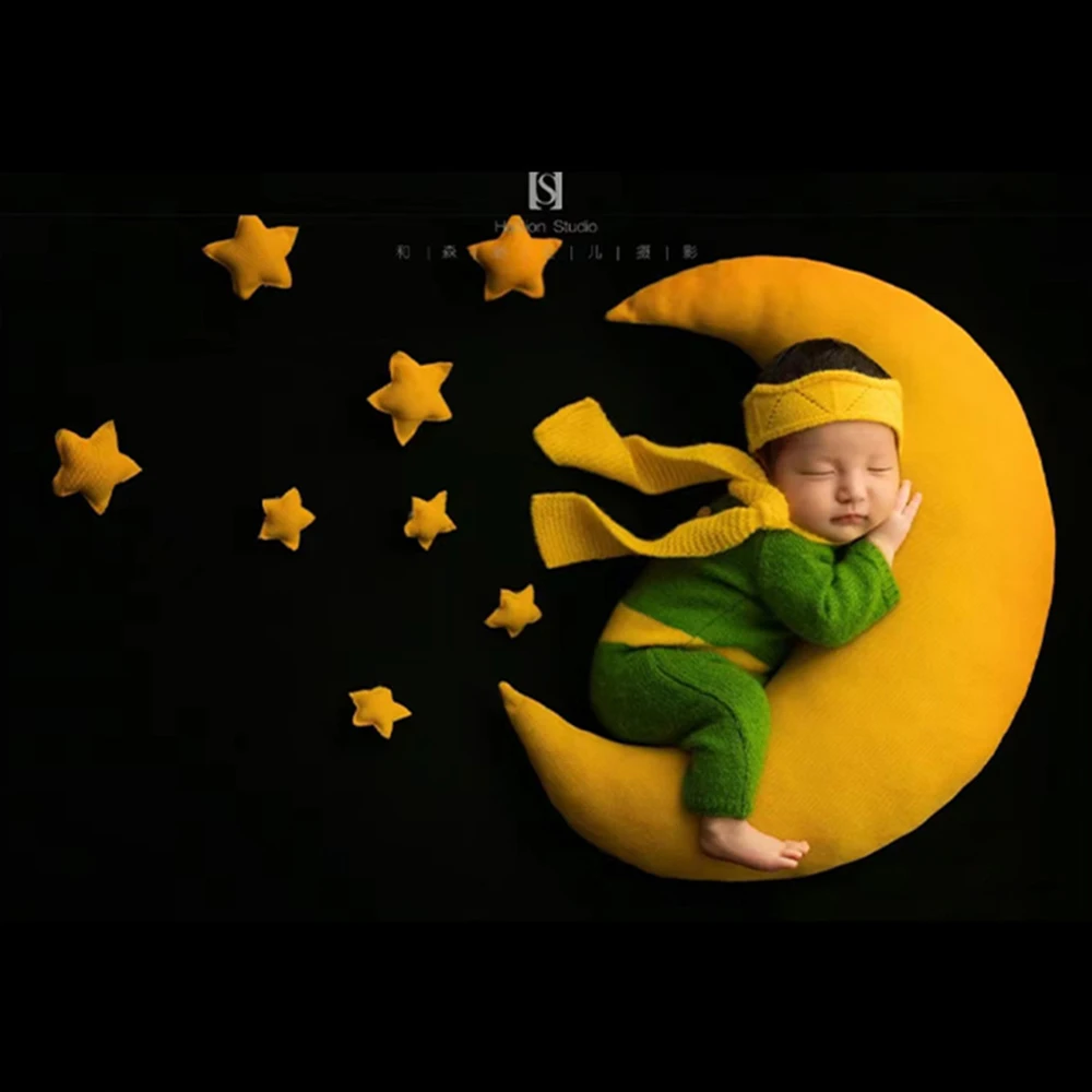 Alternative view of Knitted Newborn Photography Outfits Little Prince Themed Long Sleeve Costume Baby Shooting Props Pillow Star Rose Accessories