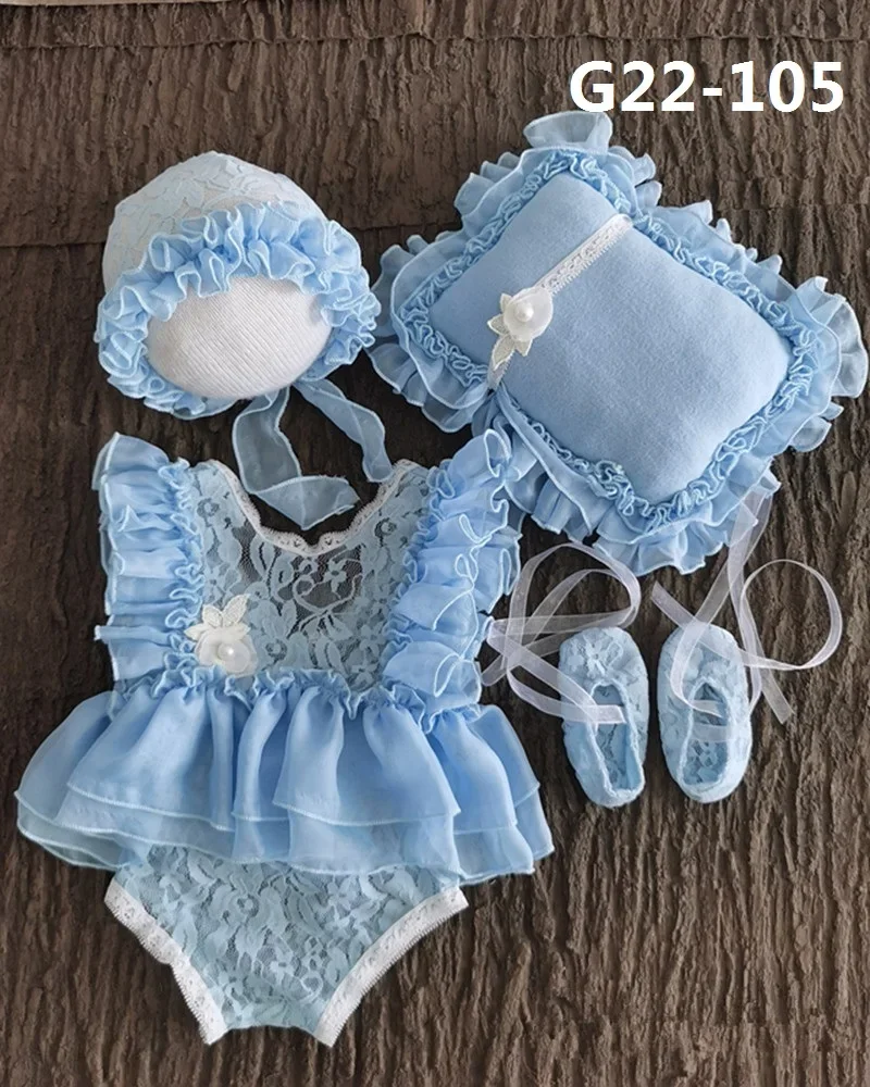 Alternative view of 0-3Month Baby Newborn Photography Props Baby Hat Baby Girl Lace Romper Bodysuits Outfit  Photography Clothing