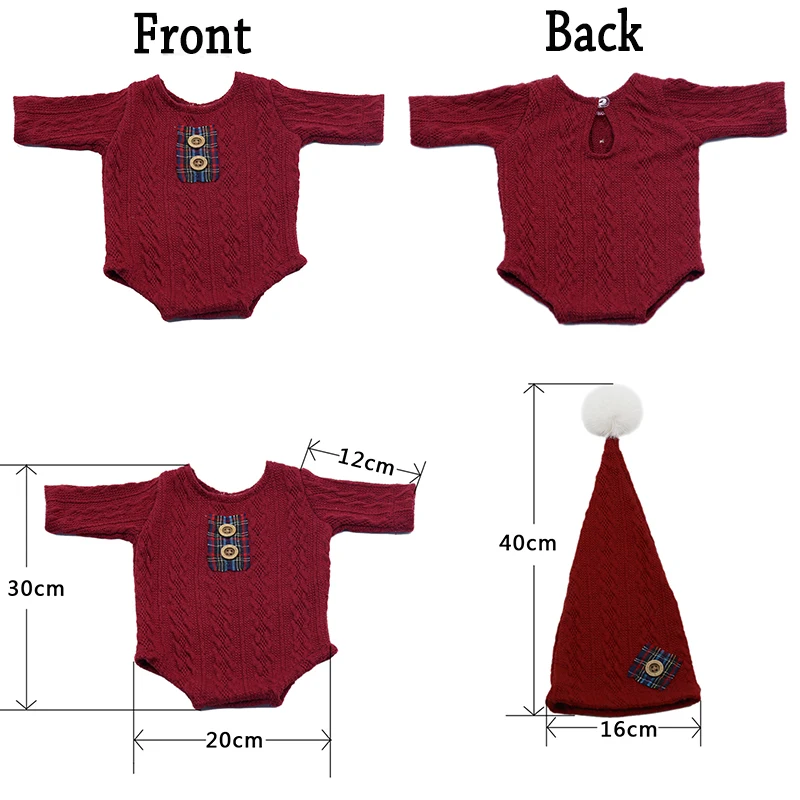 Alternative view of 2PCS Baby Outfit Newborn Photography Props  Romper Jumpsuit Christmas Photography Clothing Studio Shoots Accessories
