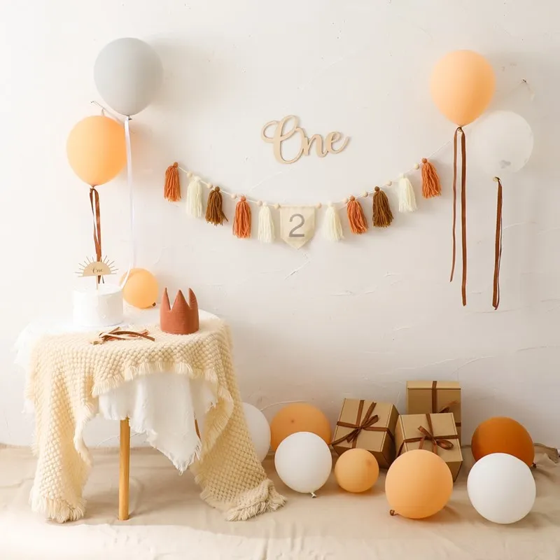 Alternative view of Let’s Make Baby Happy Birthday Party 1-3 Years Old Tassel Banner Newborn Milestone Photography Props For Kids Party Decoration