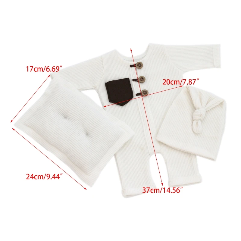 3Pcs/Set Newborn Photography Props Outfits Boy Girl Clothes Stretch Bodysuit Baby Pillows Accessories Jumpsuit Pajama Costume