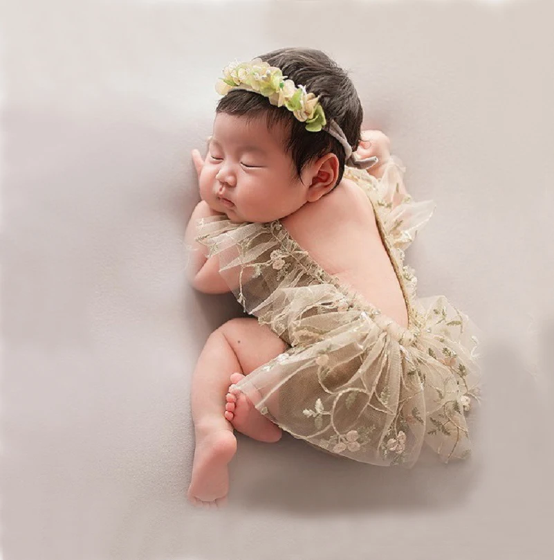 Alternative view of Newborn Photography Props Baby Girl Lace Romper Bodysuits Outfits Photography Girl Dress