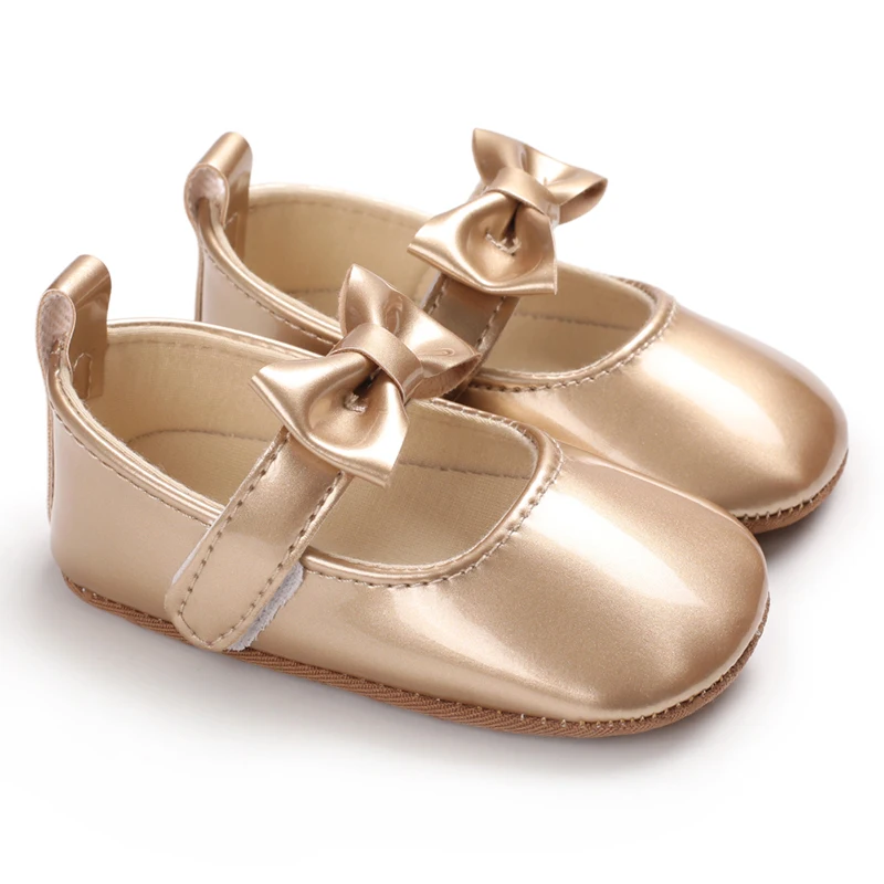 Alternative view of Golden Newborn Baby Baptism Walking Shoes Elegant And Noble Gold Princess Shoes Comfortable Soft Soles Non-slip Walking Shoes