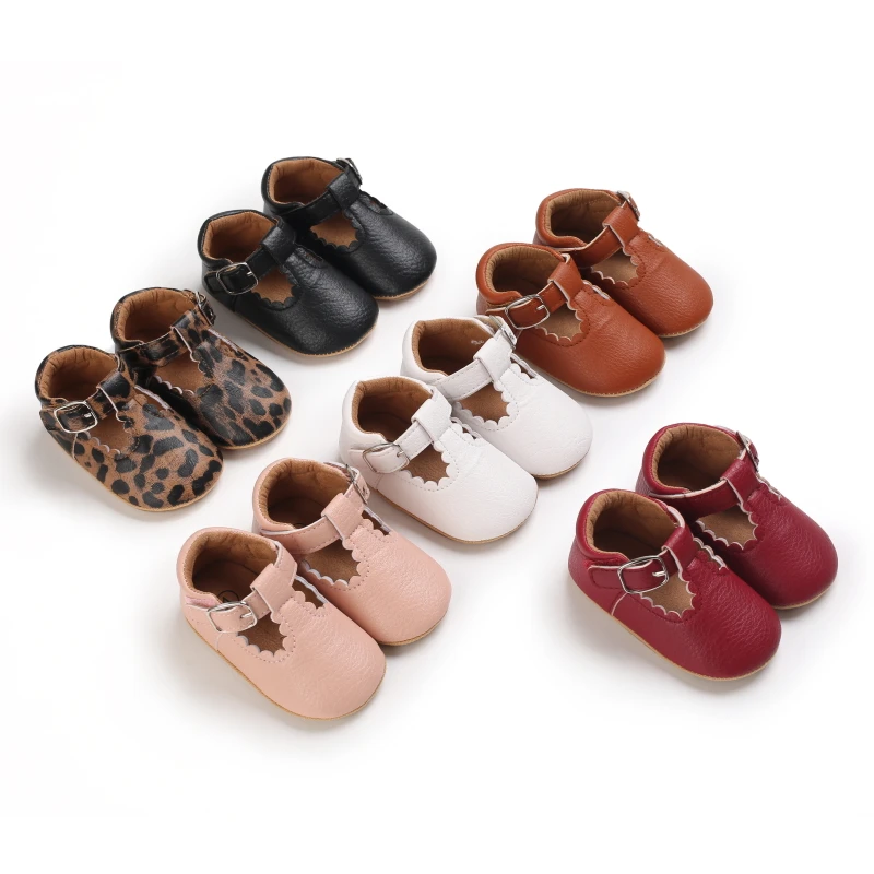 Breathable Newborn Baby Shoes Baby Boy Girl Shoes Girl Classic Bowknot Rubber Sole Anti-slip PU  Toddler Shoes First Walker