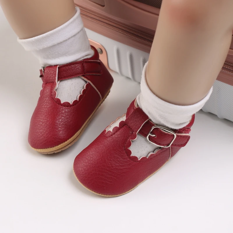 Breathable Newborn Baby Shoes Baby Boy Girl Shoes Girl Classic Bowknot Rubber Sole Anti-slip PU  Toddler Shoes First Walker