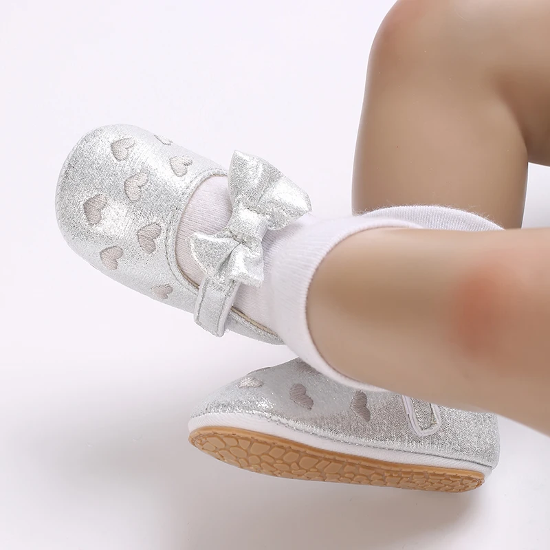 Breathable Newborn Baby Shoes Baby Boy Girl Shoes Girl Classic Bowknot Rubber Sole Anti-slip PU  Toddler Shoes First Walker