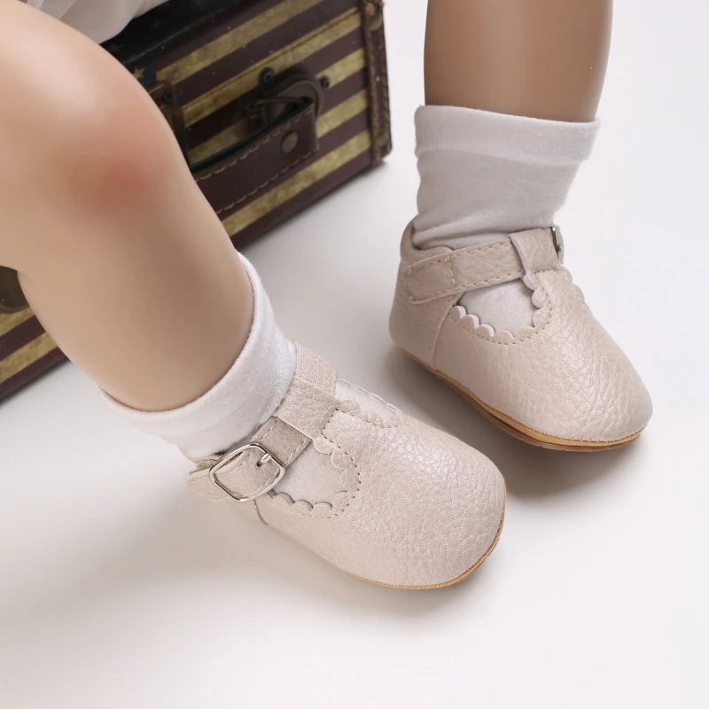 Breathable Newborn Baby Shoes Baby Boy Girl Shoes Girl Classic Bowknot Rubber Sole Anti-slip PU  Toddler Shoes First Walker